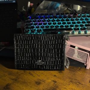 Coach Black Croc-Embossed Clutch